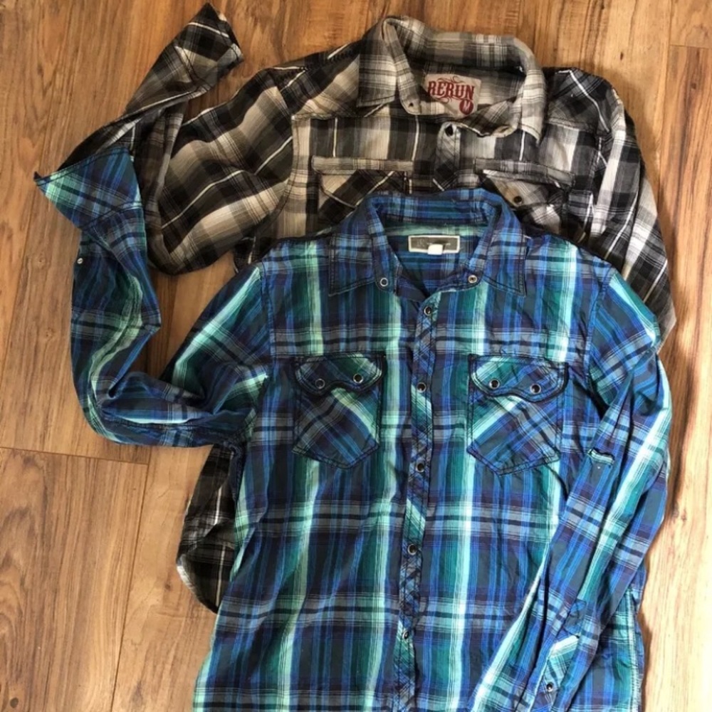 Set of 2 men’s Button Up shirts INC rerun dress M
